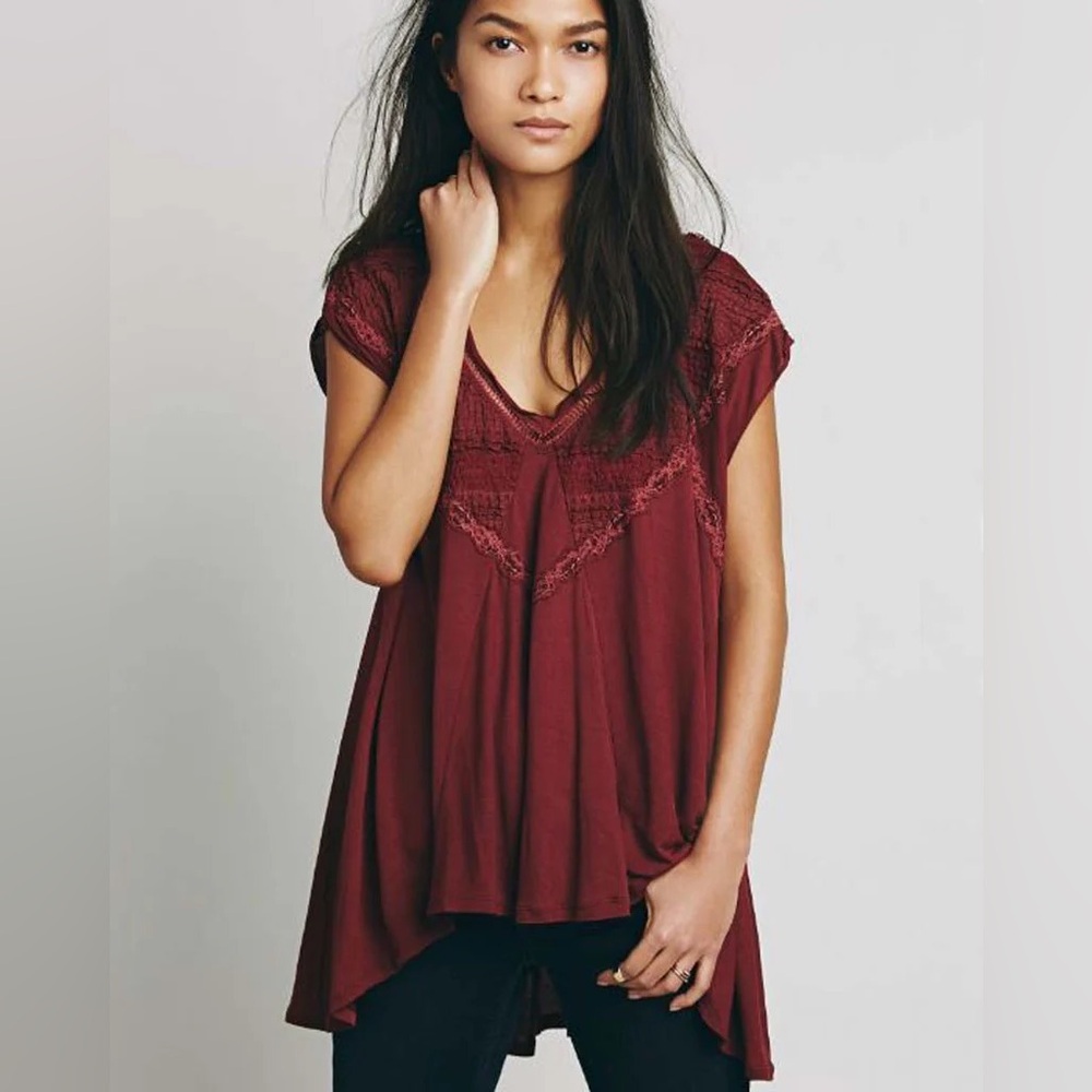 Free People Abigail Lace V-Neck Sleeveless Top